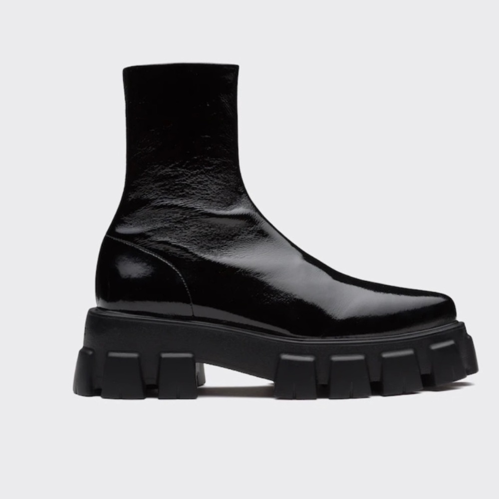 Prada patent monolith boots